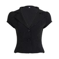 American Hot Girl Style Deep V Striped Shirt & Waist-Cinched Cardigan Suit Large juoda