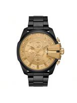 Dyzelio vyriškas kvarcinis chronografo laikrodis, 51 mm ciferblatas, nerūdijančio plieno apyrankė, tinkamas oficialioms progoms DZ4485 juoda/auksas
