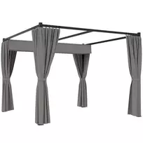 Pergola 3 x 3 m Laisvai pastatoma terasos stogelis su stumdomu stogu, 4 sienelės, atspari UV spinduliams, šviesiai pilka