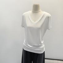 Retro V-Neck Short Sleeve T-Shirt - Women's Spring/Summer Basic Slim Mid-Length Top XL kava