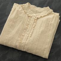 Korean Style Retro Evening Tea Embroidered Cotton Women's Shirt L abrikosas