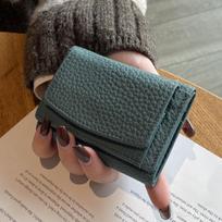 RFID Anti-Theft Mini Ladies Tri-Fold Leather Wallet with Coin Purse & Card Holder mėlyna