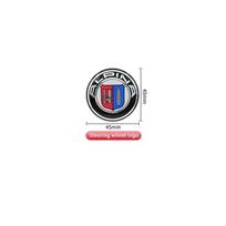 Automobilio logotipų aksesuarai, 82 mm priekinio variklio dangčio logotipas + 74 mm galinis ženklelis + 68 mm ratlankio dangtelis + 45 mm vairo lipdukas BMW ALPINA.