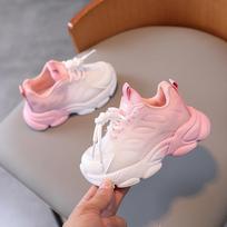 Pavasario/vasaros gradientinio tinklelio kvėpuojantys vaikiški sportiniai bateliai – madingi korėjietiško stiliaus bėgimo bateliai 21-25 (5 pairs) white