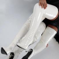 Moteriški lakuotos odos virš kelių batai Seksualūs aukštakulniai aukšti batai 2026 Nauji Dideli dydžiai Stiletto Moteriški batai Botas Mujer 35 violetinė
