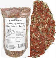 Džiovinti pomidorai su česnakais ir bazilikais - aromatingas mišinys makaronams, picoms, salotoms ir Viduržemio jūros regiono patiekalams | KUCHNIA ZDROWIA (500 g)