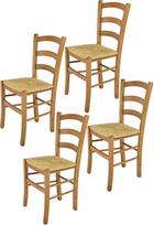 t m c s Tommychairs Venecijos kėdės virtuvei ir valgomajam, tvirtos konstrukcijos, pagamintos iš lakuotos buko medienos, ąžuolo spalvos, su šiaudine sėdyne, 4 vnt.