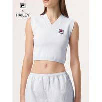 FILA x Hailey moteriška pintos V formos iškirptės teniso liemenė XL balta