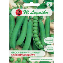 Šešių savaičių šaudymo žirniai - glotnūs sėklos, ankstyva veislė