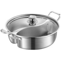 Steel 32Cm Divided Pots Fondue Chinese Soup Hotpots Induction Cooker Cooking Pot Twin Divided 316 Stainless