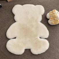 Cute Cartoon Rabbit Fur Plush Teddy Bear Rug - Faux Fur Short Pile Blanket for Kids' Bedroom Floor Mat 45x60cm dramblio kaulas