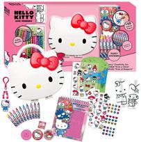 Hello Kitty kūrybinis rinkinys su lagaminėliu, piešimo priemonėmis, spalvinimo sąsiuviniu, lipdukais ir aksesuarais
