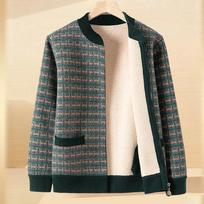 Grandma Velvet Top Middle-aged Women Zipper Cardigan Jacket 5XL vyno raudonos spalvos
