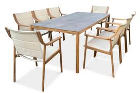 Lauko baldų komplektas PATTAYA DINING Wood Look, 8 vietų, pilka