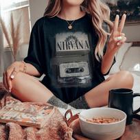 Nirvana Grafinis marškinėlis, Vintage Nirvana kasetės marškinėlis, Vintage 90-ųjų tendencija, 90-ųjų unisex marškinėlis XXXL