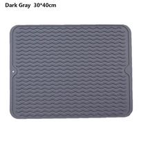 Resistant Wave Draining Pad Non-slip Table Mat Heat Insulation Pad Silicone Drying Mat Placemat tamsiai pilka spalva