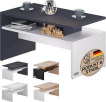 "Casaria®" kavos staliukas medinis, baltai pilkas, su laikymo vieta 95 x 55 x 50 cm atsparus įbrėžimams 50 kg apkrovos talpa Svetainės staliukas modernus šoninis staliukas konsolinis staliukas prie sofos sofos