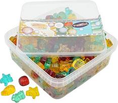 "Deine Naschbox" | Vaisių kramtomoji guma be cukraus | 1 kg užkandžių dėžutė | XL biri pakuotė vakarėliams, saldainių batonėliams ir dovanoms - vaisių mišinys