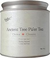 "Foodliber Pu Erh" biri arbata skardinėje (50 g) - 100 % arbata iš senovinių Kinijos arbatmedžių, labai intensyvi ir aukštos kokybės, skirta atsipalaidavimui ir degustacijai