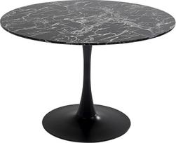 "Kare Veneto" dizaino stalas, juodas, marmurinio akmens stalviršis, skersmuo 110 cm, 4-6 žmonėms, lengvai prižiūrimas, apvalus valgomojo stalas, stilingas, plieninis centrinis pagrindas, 40 kg maks. apkrovos talpa, 73 x 110 x 110 cm (H x Š x V)