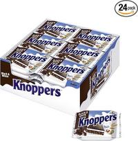"Knoppers Black and White" - 24 x 25 g - vaflių riekelės su tamsių kakavos plokštelių, tamsių pyragaičių ir riešutų kremo įdaru