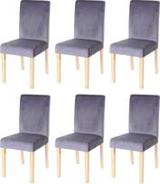 "Mendler Littau" 6 valgomojo kėdžių rinkinys Virtuvės kėdės Velvet Grey Light Legs