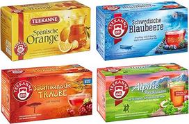 "Teekanne Country Tea Set" - "Teekanne Tea Box" vaisių arbatos ir žolelių arbatos maišelių mišiniai - su švediškomis mėlynėmis, Pietų Afrikos vynuogėmis, ispaniškais apelsinais ir Alpių kalnų žolelėmis