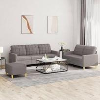 3 dalių sofos komplektas su pagalvėlėmis Taupe audinys Gyvenamasis kambarys Sofa Sodas Modernus sofos komplektas Lauko baldai Modelis 3201321