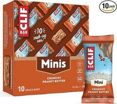 CLIF BAR Minis užkandžių batonėlis Baltymų batonėlis su 4 g augalinių baltymų Cruncny Peanut Butter 10 x 28 g