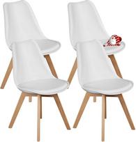 DUMOS Valgomojo kėdės, 4 kėdžių rinkinys, elegantiškos ir gražios modernios valgomojo kėdės, PU odos minkštos virtuvės kėdės, valgomojo kėdės, tinkančios virtuvei, svetainei, miegamajam (baltos spalvos)