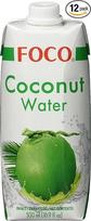 FOCO Coconut Water Grynas gaivinantis troškulio malšintojas Sportinis gėrimas Mažai kalorijų Natūraliai veganiškas 100% kokosų vanduo - 12 x 500 ml