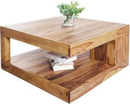invicta INTERIOR Giant Sheesham kavos staliukas 80 cm akmens masės medžio masyvo apdaila