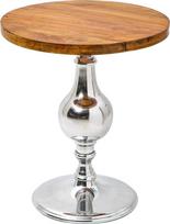 invicta INTERIOR Extravagancia dizaino šoninis staliukas 60 cm Mango medžio masyvo apvalus metalinis stulpelis sidabrinės spalvos