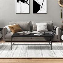 Kavos staliukas pagamintas iš medžio medžiagos, plieno, 100 x 50 x 35 cm, juodas, svetainės stalas, šoninis stalas, stalas, centrinis stalas, kavos staliukas, daugiafunkcinis stalas, svetainė, sofos stalas,