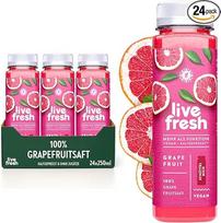LiveFresh Greipfrutų sultys, spaustos šaltuoju būdu, 24 x 250 ml, 100 % greipfrutų sultys be priedų, pagamintos Vokietijoje, konservuotos aukštu slėgiu, pristatomos šaltai, su 6 € užstatu