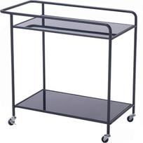 Mažas arbatos staliukas Šiuolaikinis stiklinis konsolinis sofos staliukas su dviem pakopomis, skirtas svetainei ir miegamajam, 3 spalvos, 28 x 15 x 27 coliai (spalva: D) (juoda)