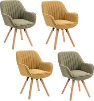 MEUBLE COSY Sukamosios valgomojo kėdės, 4 kėdės, virtuvės kėdės, minkštos kėdės, sukamosios kėdės su porankiu, fotelis, makiažo kėdė, pagamintos iš audinio, medžio masyvo kojos valgomajam, svetainei, gyvenamajam kambariui