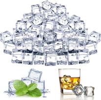 Pakuotė iš 50 skaidrių dirbtinių ledo kubelių 20 mm daugkartinio naudojimo dirbtinių netaisyklingų ledo kubelių Skaidrūs plastikiniai ledo kubeliai Dekoratyviniai akrilo kvadratiniai ledo kubeliai fotografijos rekvizitai Šalies dekoras Virtuvės apdaila