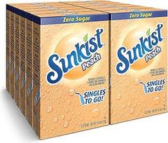 SINGLES TO GO! Sunkist Soda-Getränkemischung in 12 Boxen mit je 6 Paketen (ohne Kohlensäure und Zuckerfrei), Pfirsich, 6 Stück (12 Stück)