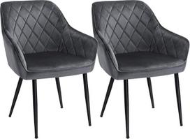SONGMICS valgomojo kėdė, fotelis, minkšta kėdė su porankiais, sėdynės plotis: 49 cm, metalinės kojos, aksominis apmušalas, išlaiko iki 110 kg svorį, tinka darbo kabinetui, svetainei ar miegamajam