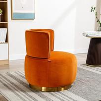 Svetainės kėdė, kėdė "Bucket Chair", moderni 360 laipsnių pasukama kėdė, apvali pasukama kėdė, minkšta "Teddy Velvet" apdaila, patogus atlošas, tvirta konstrukcija (oranžinė)
