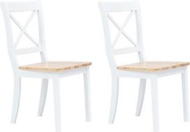 vidaXL valgomojo kėdės, 2 valgomojo kėdės su atlošu, valgomojo kėdė, virtuvės kėdė, ergonomiška, medinė valgomojo kėdė, virtuvė, balta šviesi mediena, gumos mediena, medžio masyvas