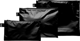 LOQI Kosmetinės rankinės LOQI Fashion Metallic, juodos, 3 vnt.
