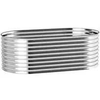 Metalinis gėlių vazonas su saugos kraštu ir pirštinėmis, atviras dugnas, 160P x 80G x 56A cm, pilkas