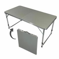 Turistinis sulankstomas stalas, 120x60x55-70 cm, pilkas