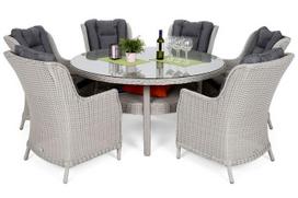 Lauko baldų komplektas Bristol Round Elegant 150 cm, 6 vietų, balta/pilka