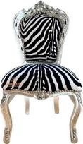 "CasAmin Home & Living Accent Chair" prancūzų baroko rokoko stiliaus valgomojo kėdė su sidabro spalvos Zebra Print apdaila