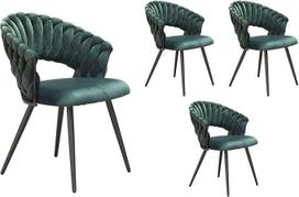 "Nancy" valgomojo kambario kėdė "Woven Look Velvet Accent Chair Landscape Armrest Chair Weavy Lounge Chair Dizainerio kėdė (žalia, 4 vnt.)