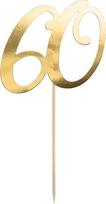 "PartyDeco" gimtadienio torto viršelis - Topperis 60-ojo gimtadienio numeris 60 aukso spalvos Apie 21 cm aukščio 1 gabalas Torto puošmena Keksiukų viršelis gimtadieniui Jubiliejus Apvalus gimtadienis