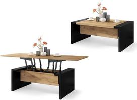 All4All Carlo kavos staliukas, svetainės staliukas, sofos staliukas, sulankstomas, reguliuojamo aukščio, 110 x 70 cm, 05, Gold Craft Oak + Black
